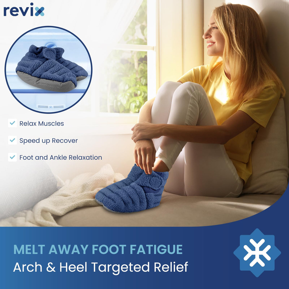 Packaging and product set of Revix moist heat therapy slippers