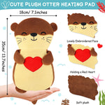 Otter plush heating pad showing removable inner heat pack