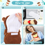 Microwave heating pad being applied to back for muscle pain