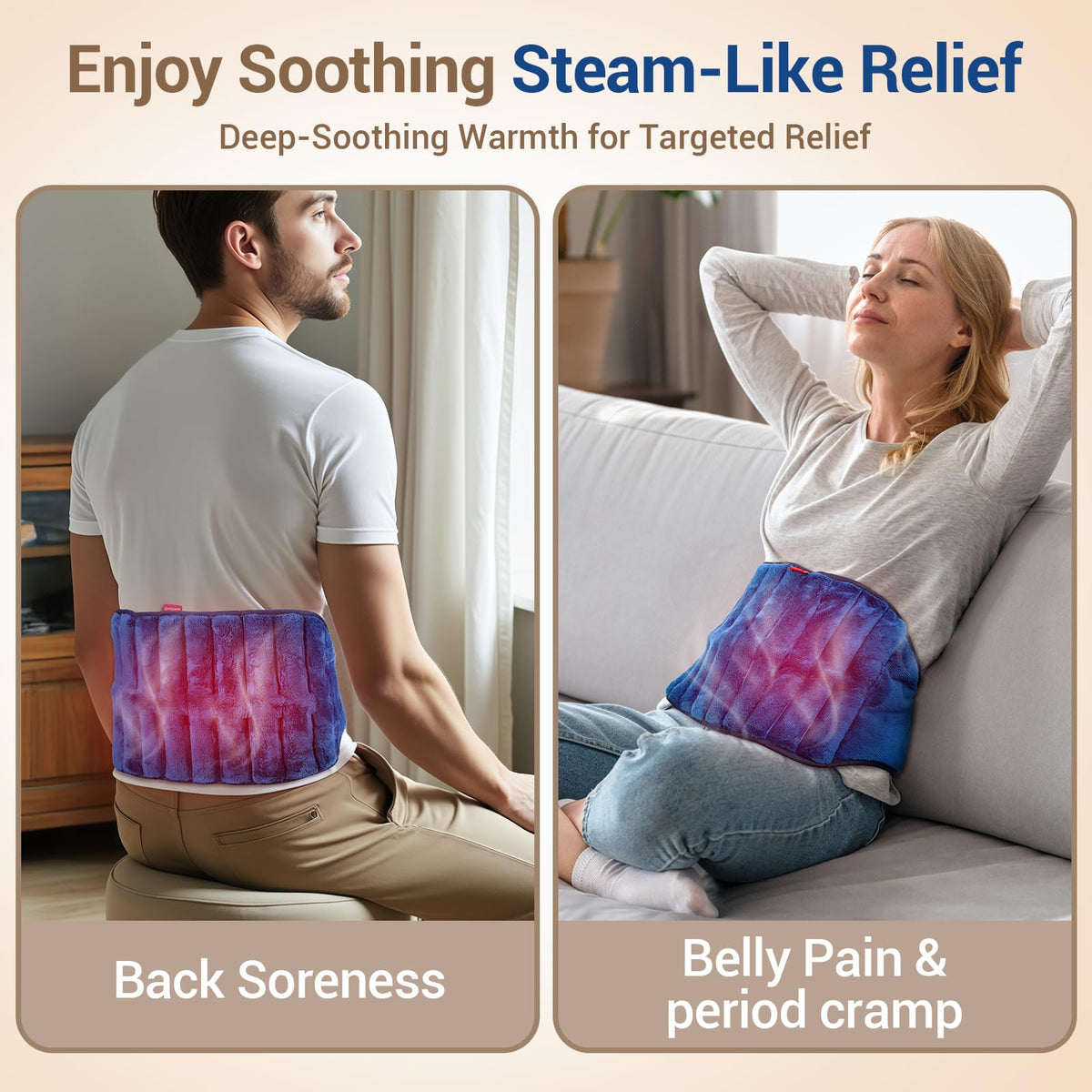 Close up of plush navy blue material on Comfytemp heating pad