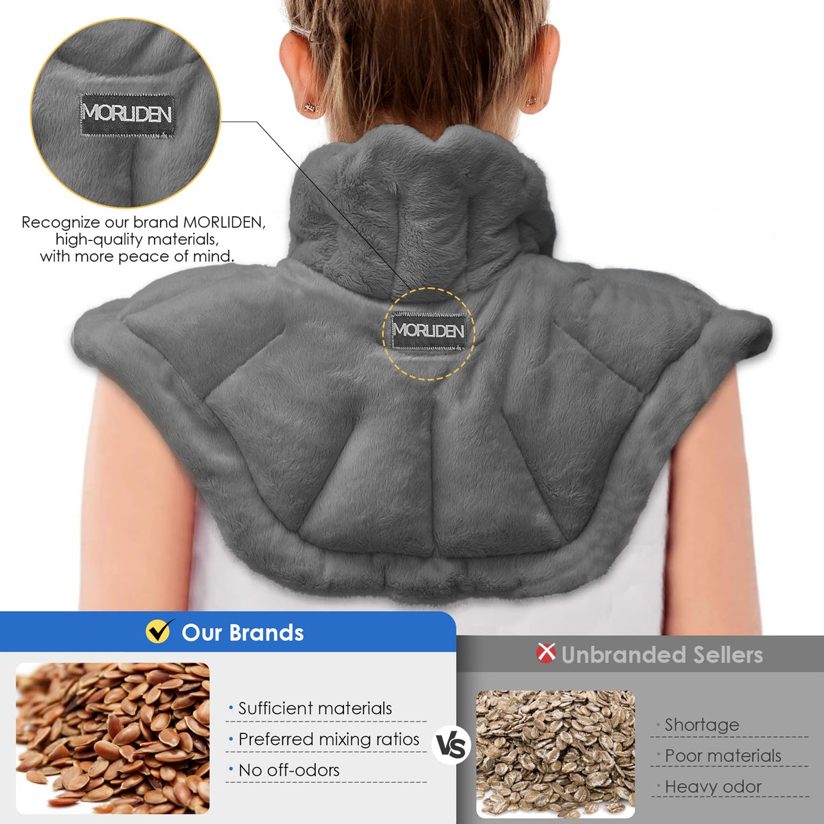 Morliden shoulder heating pad showing soft minky fabric texture