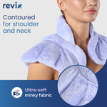 Weighted neck wrap showing ergonomic fit on shoulders