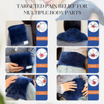 Folded navy blue washable cover of the Uncn heating pad