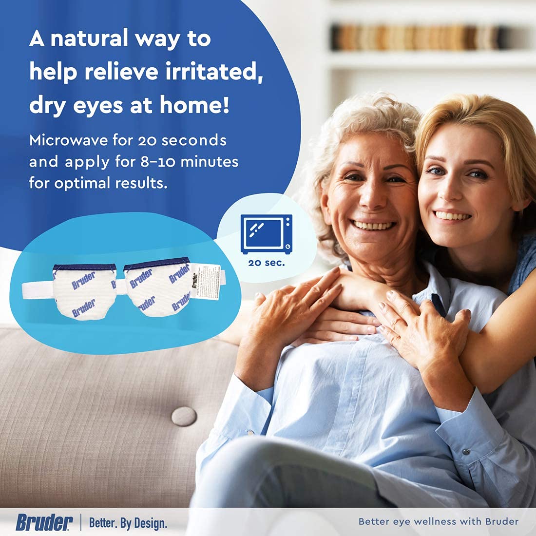 Bruder eye compress resting on a microwave safe plate