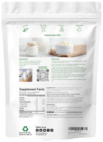 Organic water soluble prebiotic powder showing clean unflavored texture for smooth mixing into health drinks.