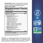 Close up of the non GMO and gluten free certifications on Nature's Way women's probiotic container.