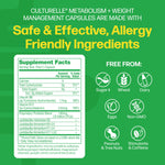 Culturelle SlimBiotics daily supplement bottle displaying ingredient facts panel
