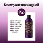 Hypallergenic non greasy sensual massage oil back label details