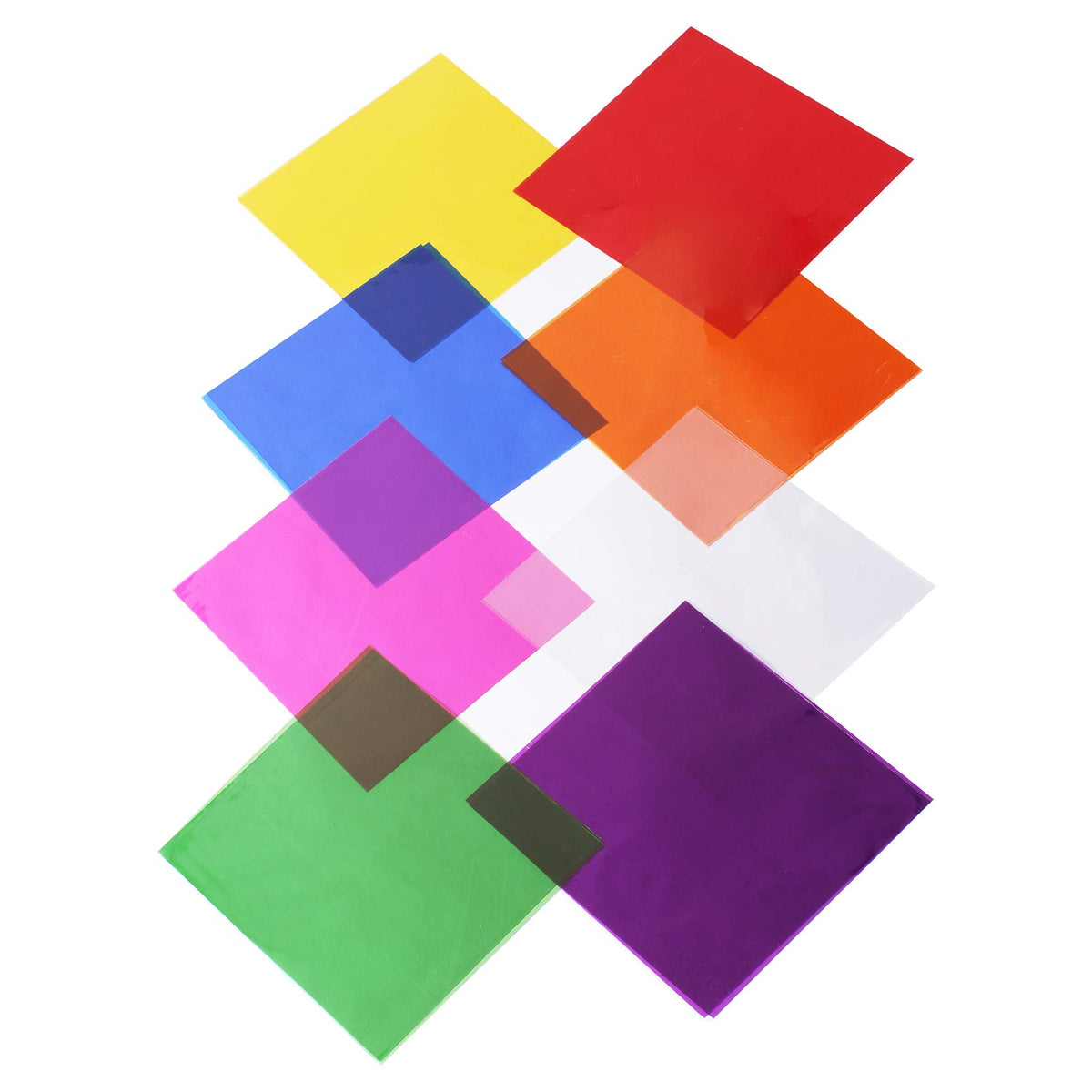 Assorted vibrant colored cellophane sheets for DIY arts and crafts