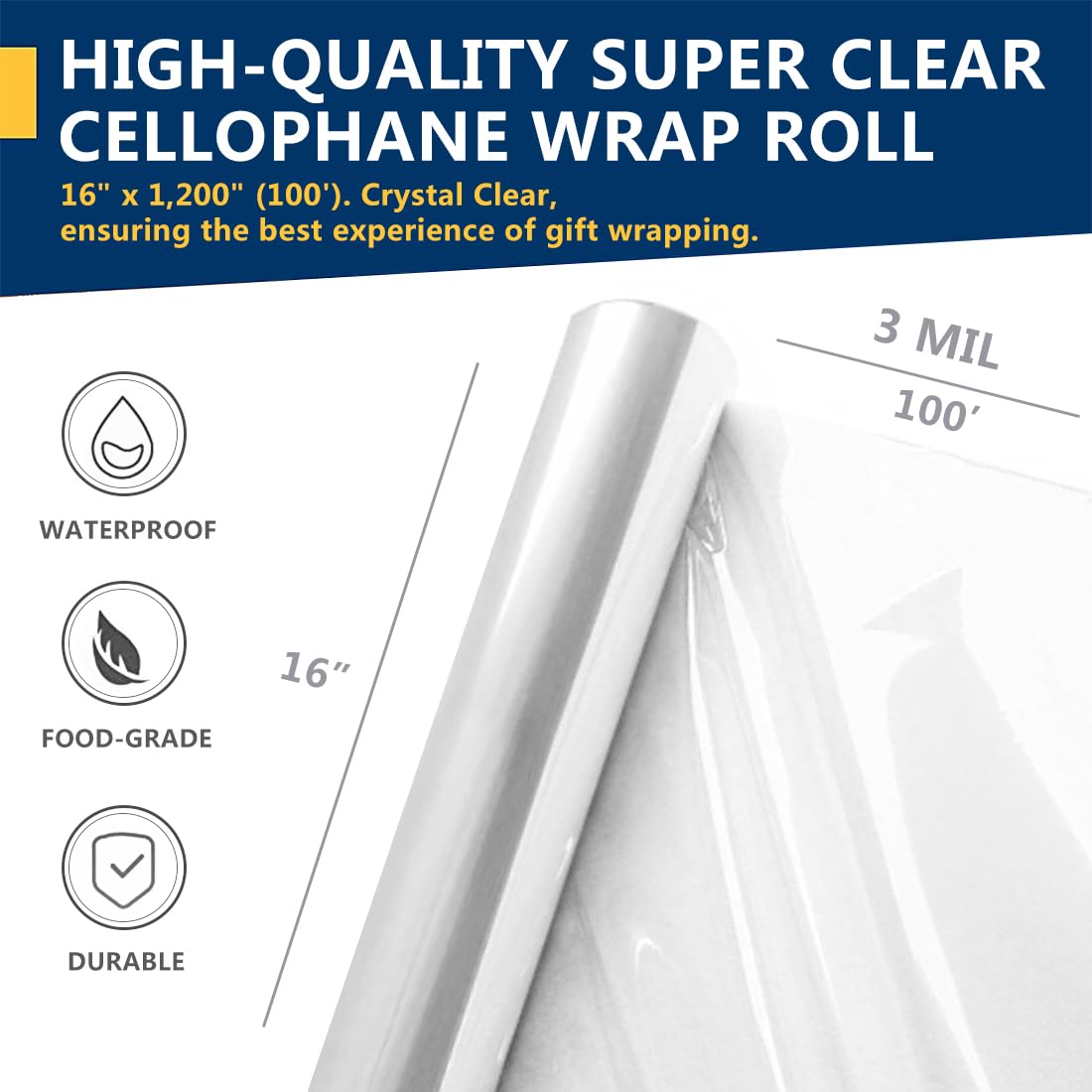 Perkhomy 3 Mil thick plastic film roll for gift baskets