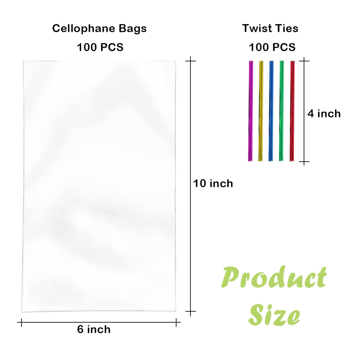 PPRAFDD clear treat bags filled with colorful candies and secured with ties