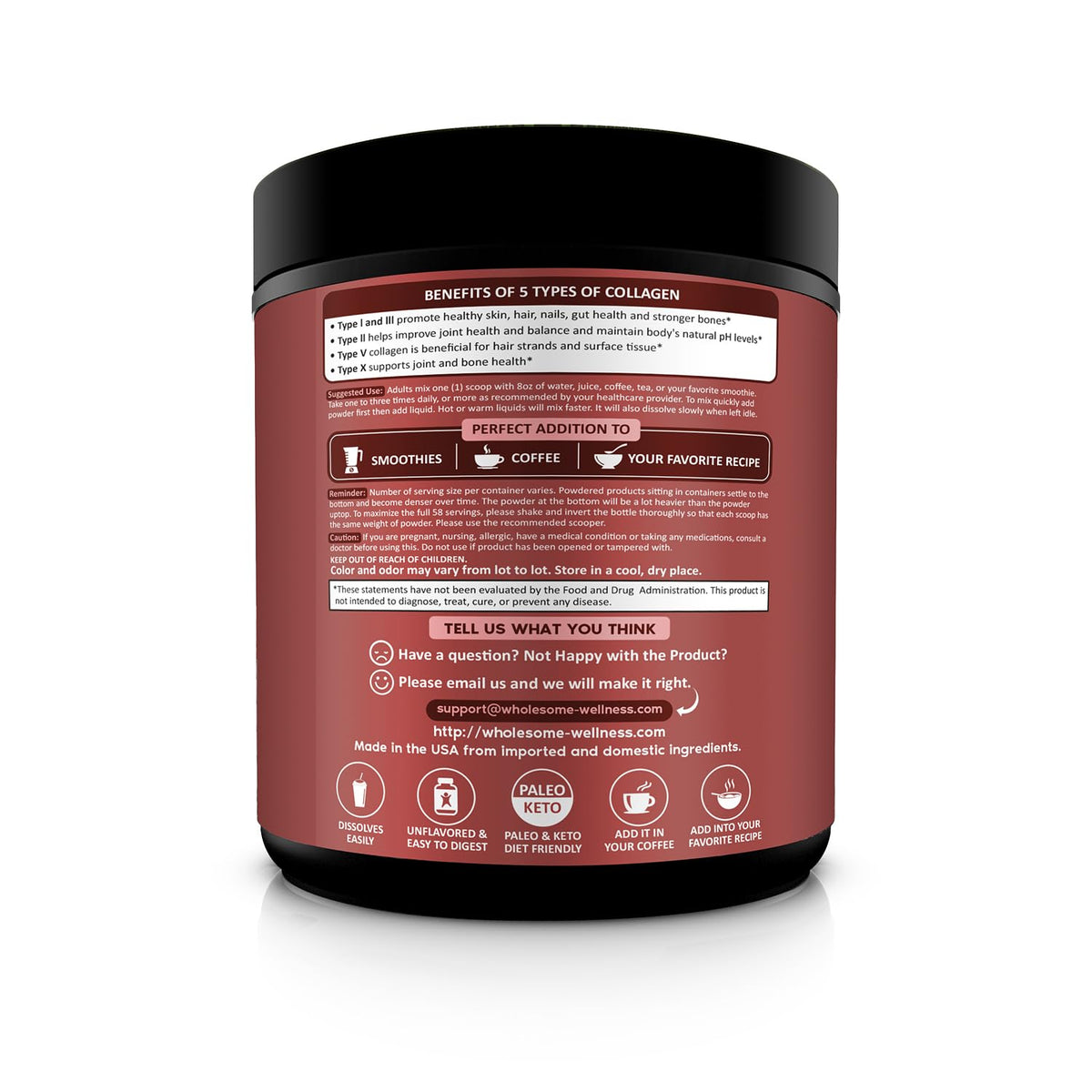 Scoop of hydrolyzed multi collagen peptides powder being poured into a morning coffee mug