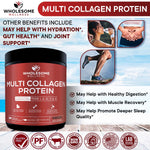Side view of Wholesome Wellness unflavored protein powder highlighting allergen free certifications