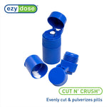 EZY DOSE tablet splitter showing the built-in storage compartment holding four standard pills.