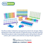 EZY DOSE BPA free daily pill grinder being twisted to demonstrate fine powder medication preparation.