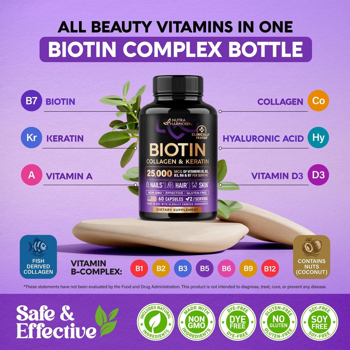 Nutraharmony skin and nails vitamin capsules in hand