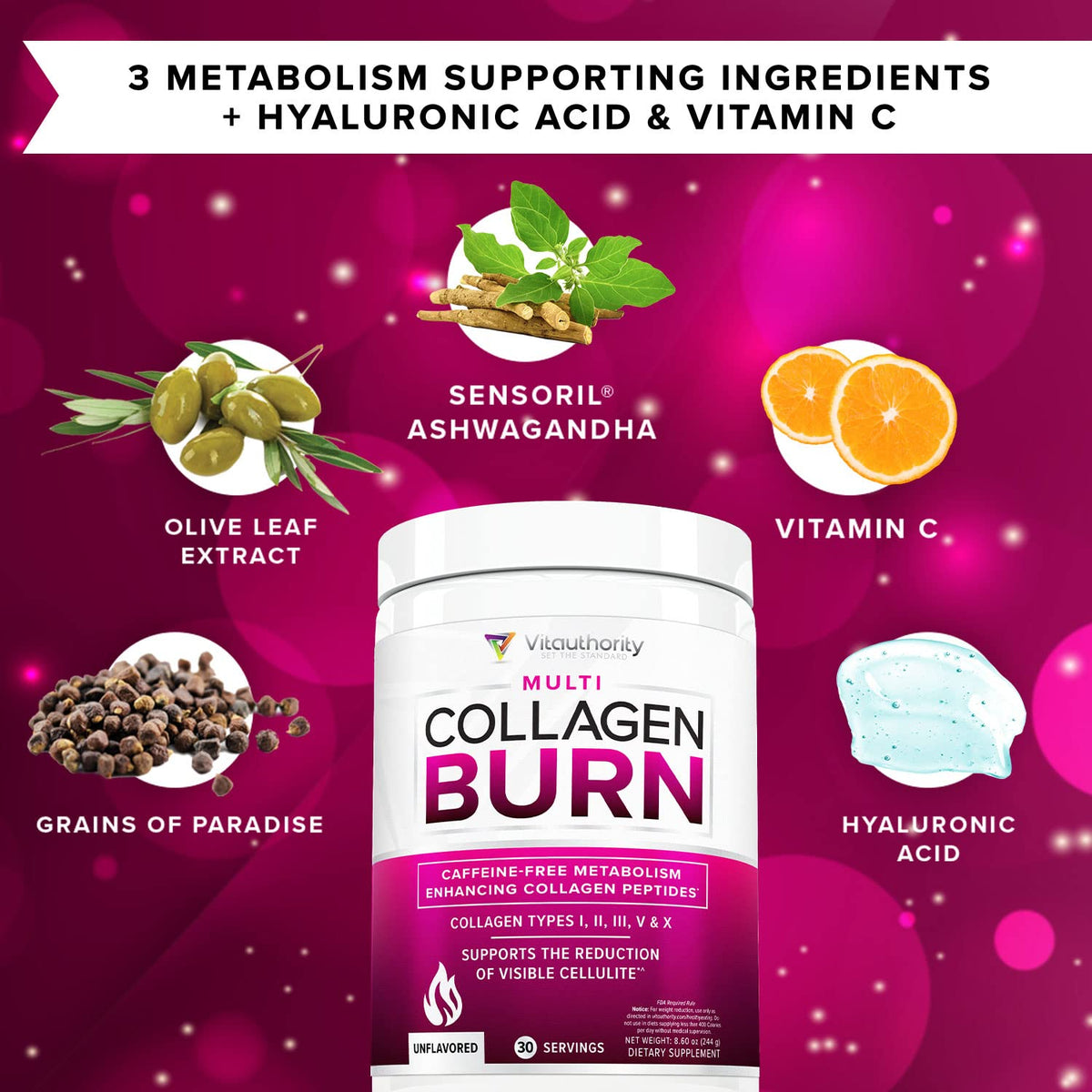 Vitauthority Multi Collagen Burn Unflavored jar with coffee