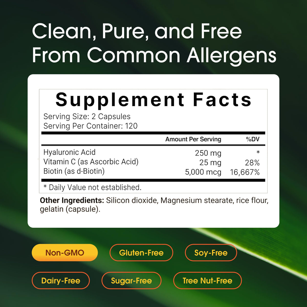 NatureBell Hyaluronic Acid Capsules Supplement Facts
