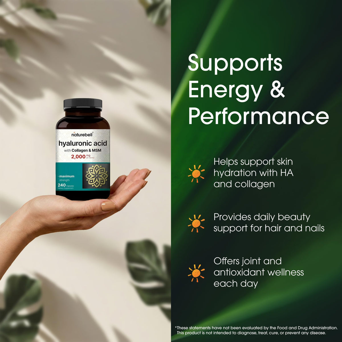 NatureBell Hyaluronic Acid imported USA supplement back label