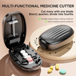 GAONLY small pill cutter close up view explaining how to position tiny vitamins for accurate half or quarter splits