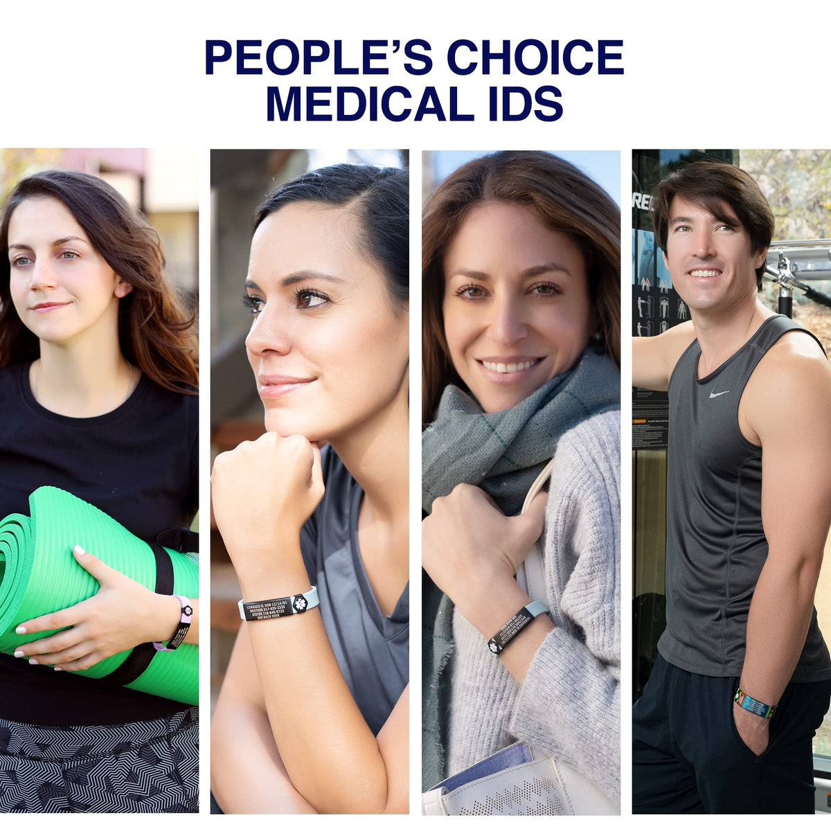 Lifestyle view of a person wearing the hypoallergenic Divoti surgical steel emergency medical ID bracelet.