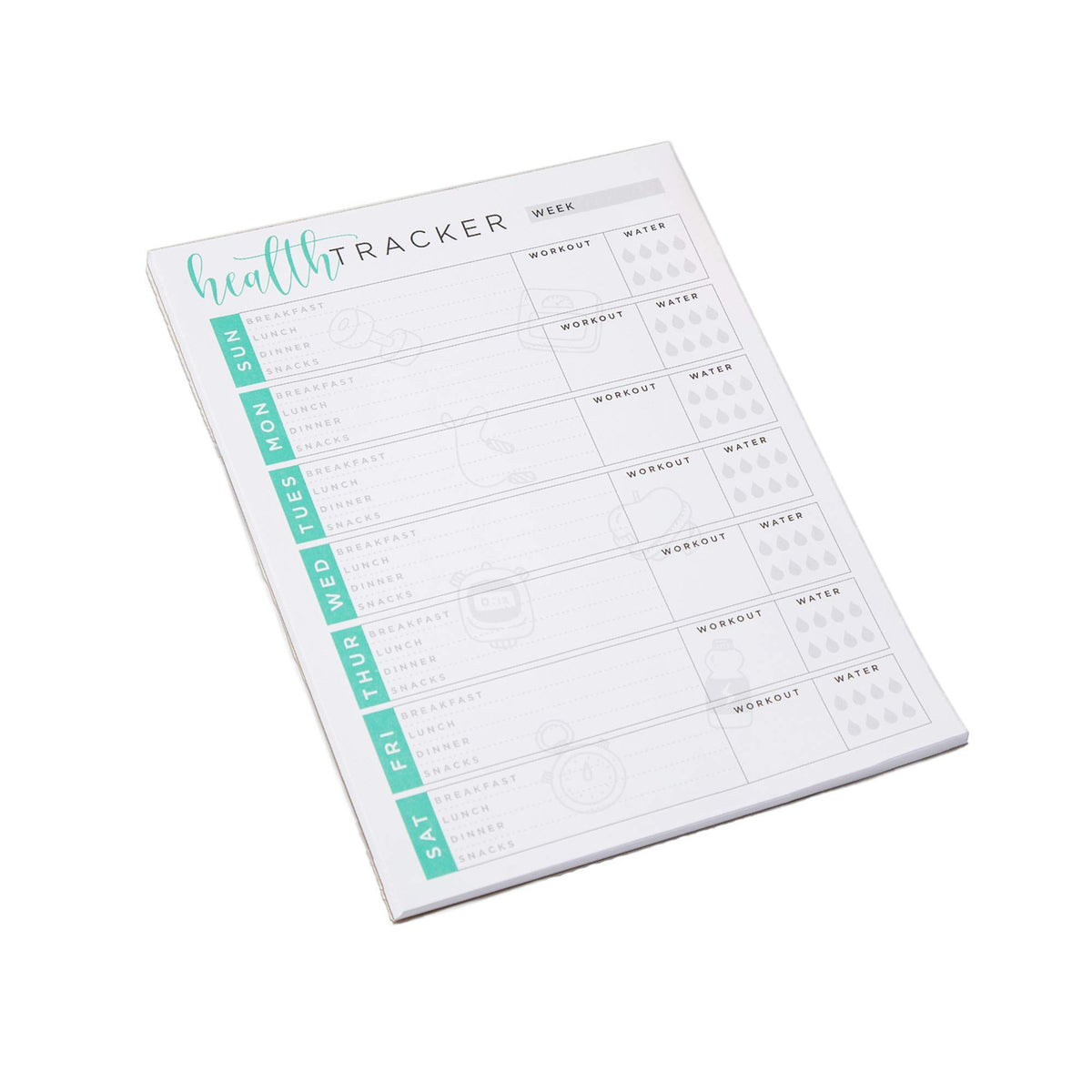 Tiny Expressions premium wellness notepad displaying clean tear away adhesive top edge binding