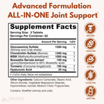 Arazo Nutrition glucosamine chondroitin turmeric msm supplement facts panel close up