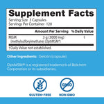 Side view of Doctor's Best dietary supplement bottle showing ingredient breakdown and usage instructions