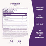 Side view of Natrol sleep support supplement bottle detailing directions for use.