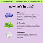 Back label of Lemme Sleep gummies detailing the five milligram melatonin and magnesium supplement facts.