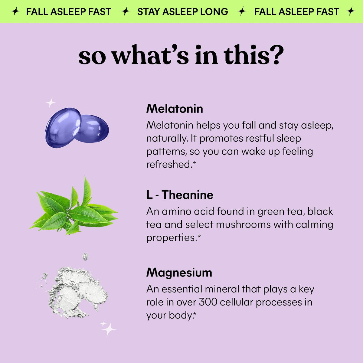 Back label of Lemme Sleep gummies detailing the five milligram melatonin and magnesium supplement facts.