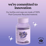 Lemme Sleep berry flavored gummies container displayed alongside natural chamomile and lavender motifs.