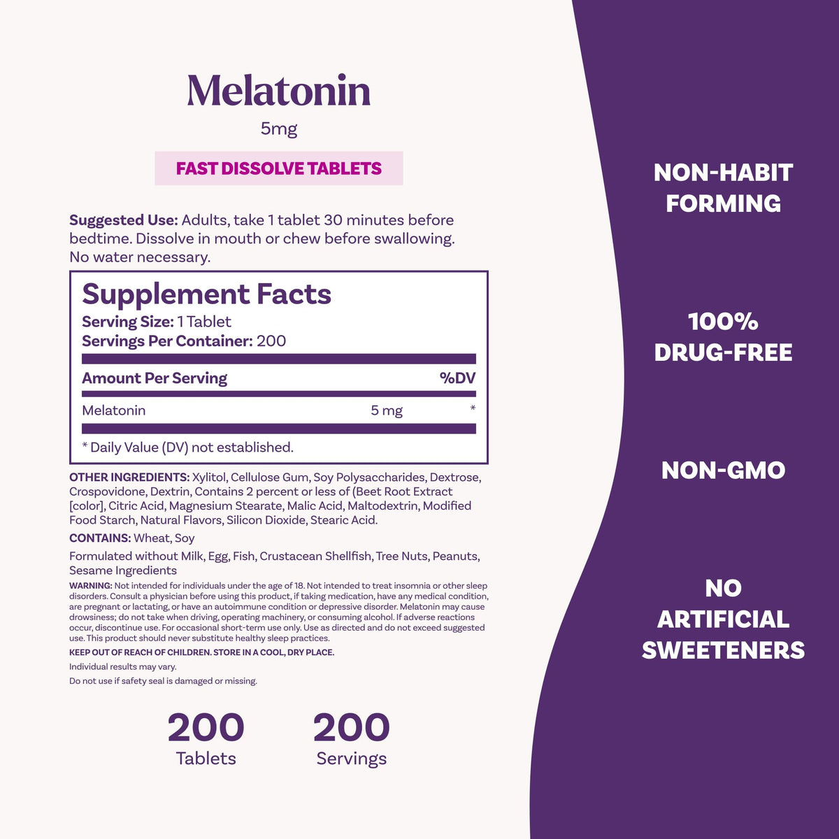 Natrol Melatonin 200 count adult sleep aid product dimensions