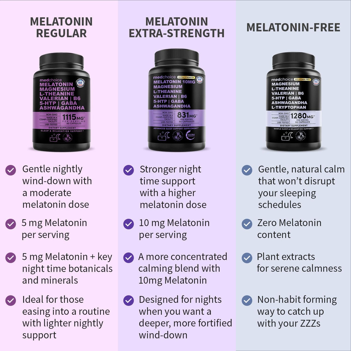 MEDCHOICE natural sleep capsules lifestyle setting on a nightstand