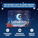 LullaBites dietary supplement back label showing five HTP L Theanine and magnesium ingredients