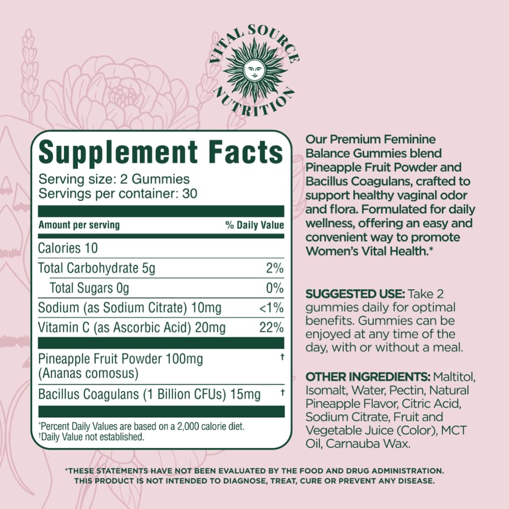 Vital Source Nutrition Feminine Balance Gummies 60 count bottle