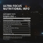Ingredients list on Ultra Focus pouches container
