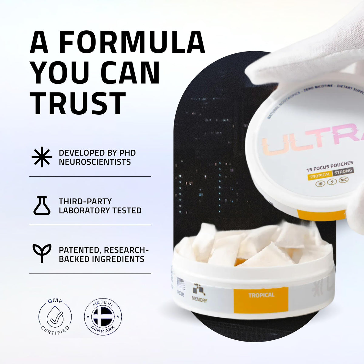 Ultra Focus pouches with Enfinity branding
