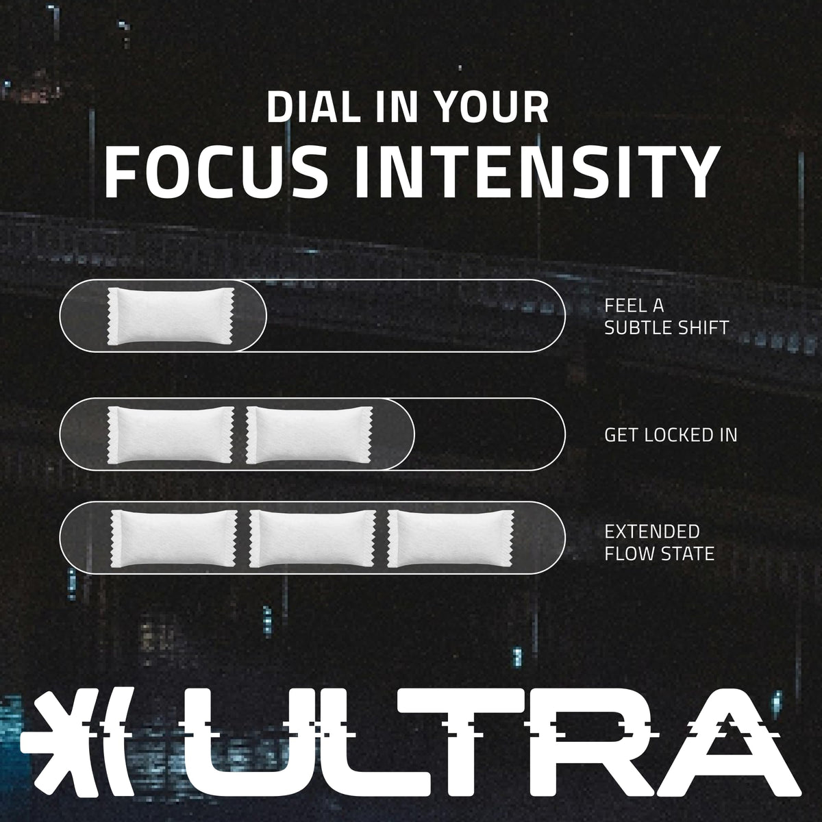 Ultra Focus pouches imported lifestyle product shot
