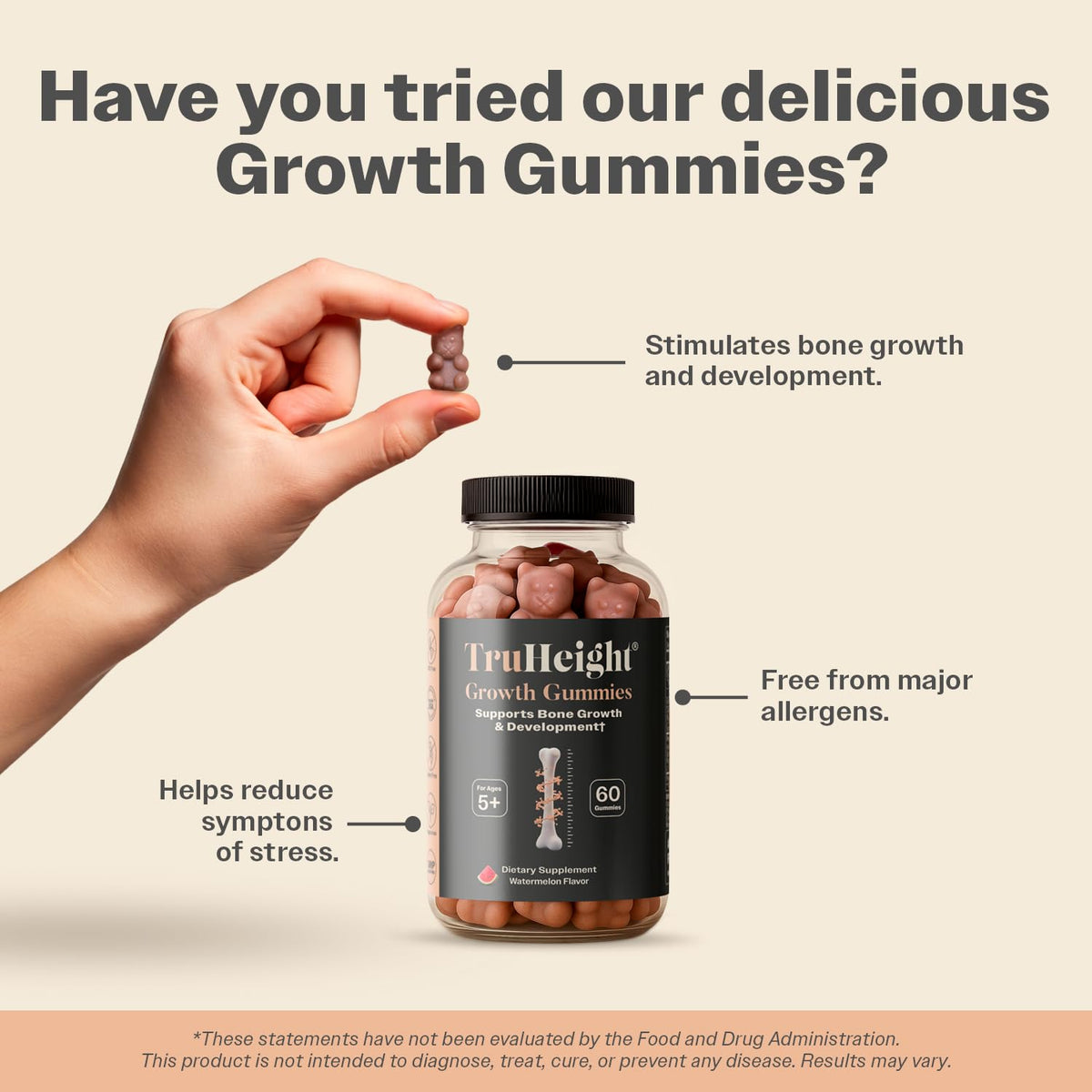 Close up of TruHeight growth support gummy texture