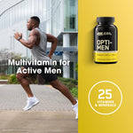 Close up of Opti-Men multivitamin packaging