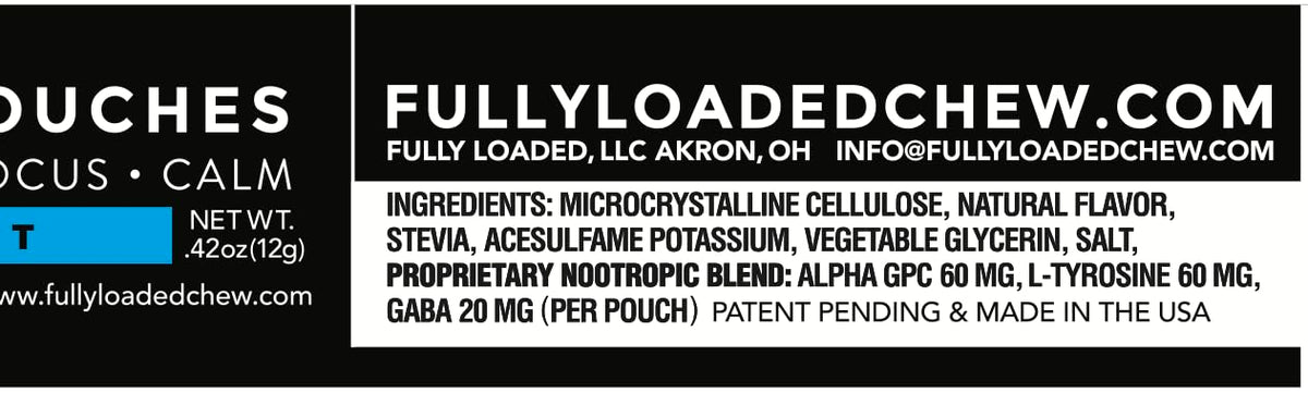 Top view of Fully Loaded Alpha Nootropic Mint individual pouch