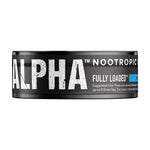 Stack of 5 Fully Loaded Bullseye Alpha Nootropic cans in mint flavor