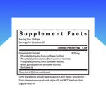 Seeking Health Optimal PC supplement label details highlighting the eight hundred milligram soy free sunflower lecithin formula information.
