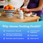 Authentic Seeking Health Optimal PC container displaying full product details including the targeted brain health and methylation support features.