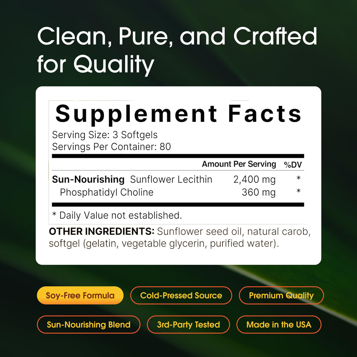 Premium cold pressed sunflower lecithin softgels for breastfeeding mothers
