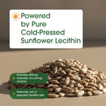 Phosphatidylcholine rich sunflower lecithin softgels close up view