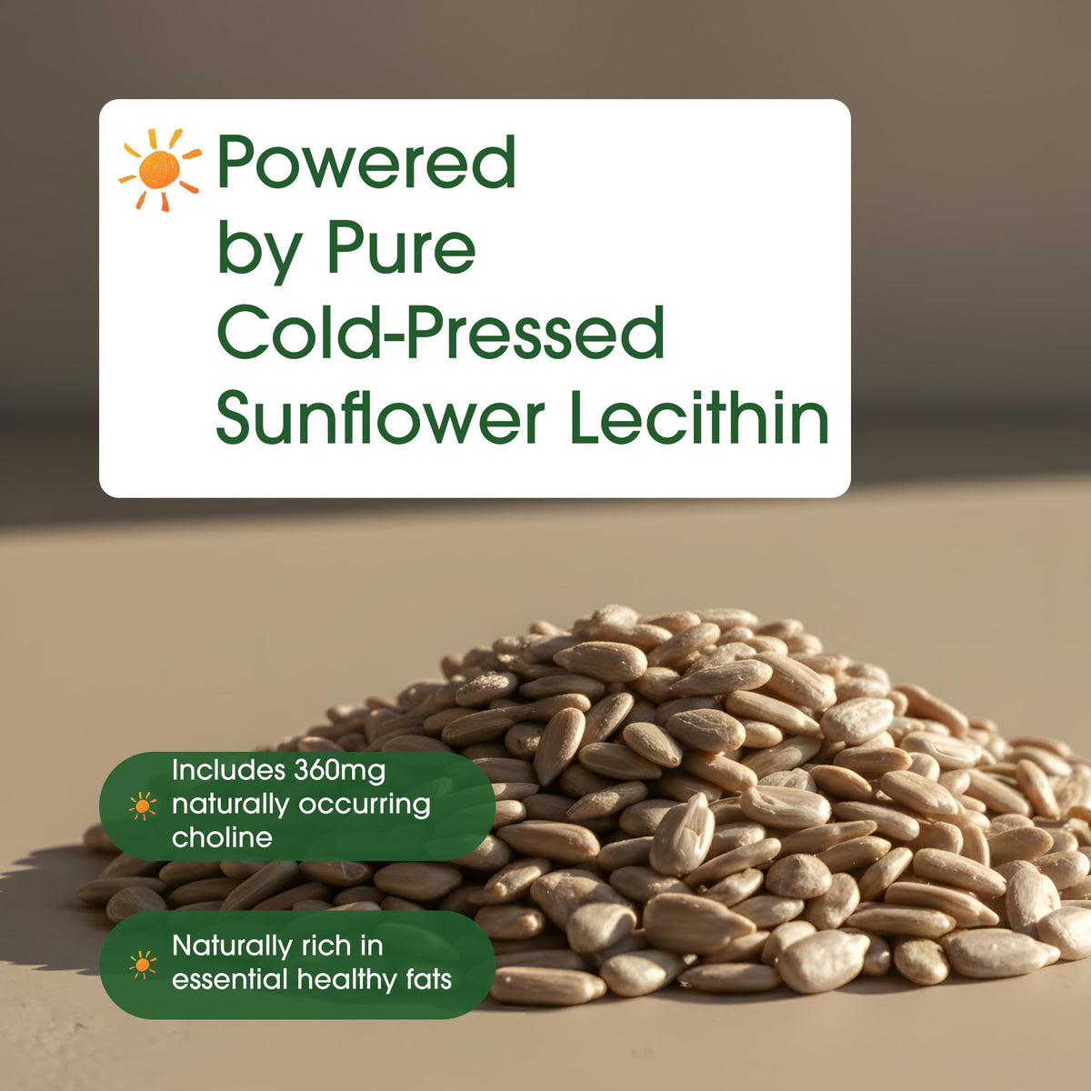 Phosphatidylcholine rich sunflower lecithin softgels close up view