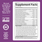 Garden of Life organics women's daily nutritional supplement bottle resting on clear display surface