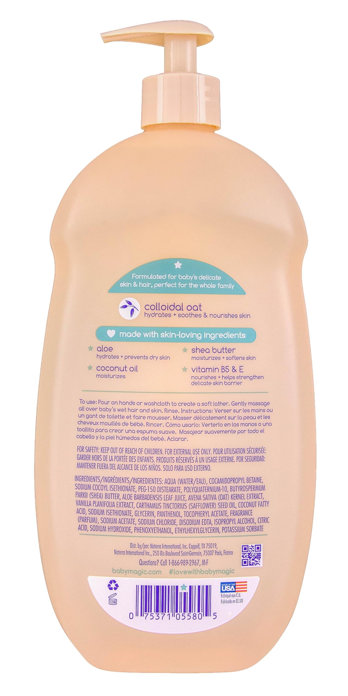 Baby Magic tear free infant shampoo and body wash 30 fluid ounce packaging detail